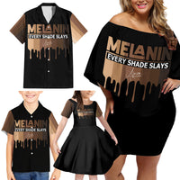Every Shade Slays Melanin Family Matching Off Shoulder Short Dress and Hawaiian Shirt African Signature - Wonder Print Shop