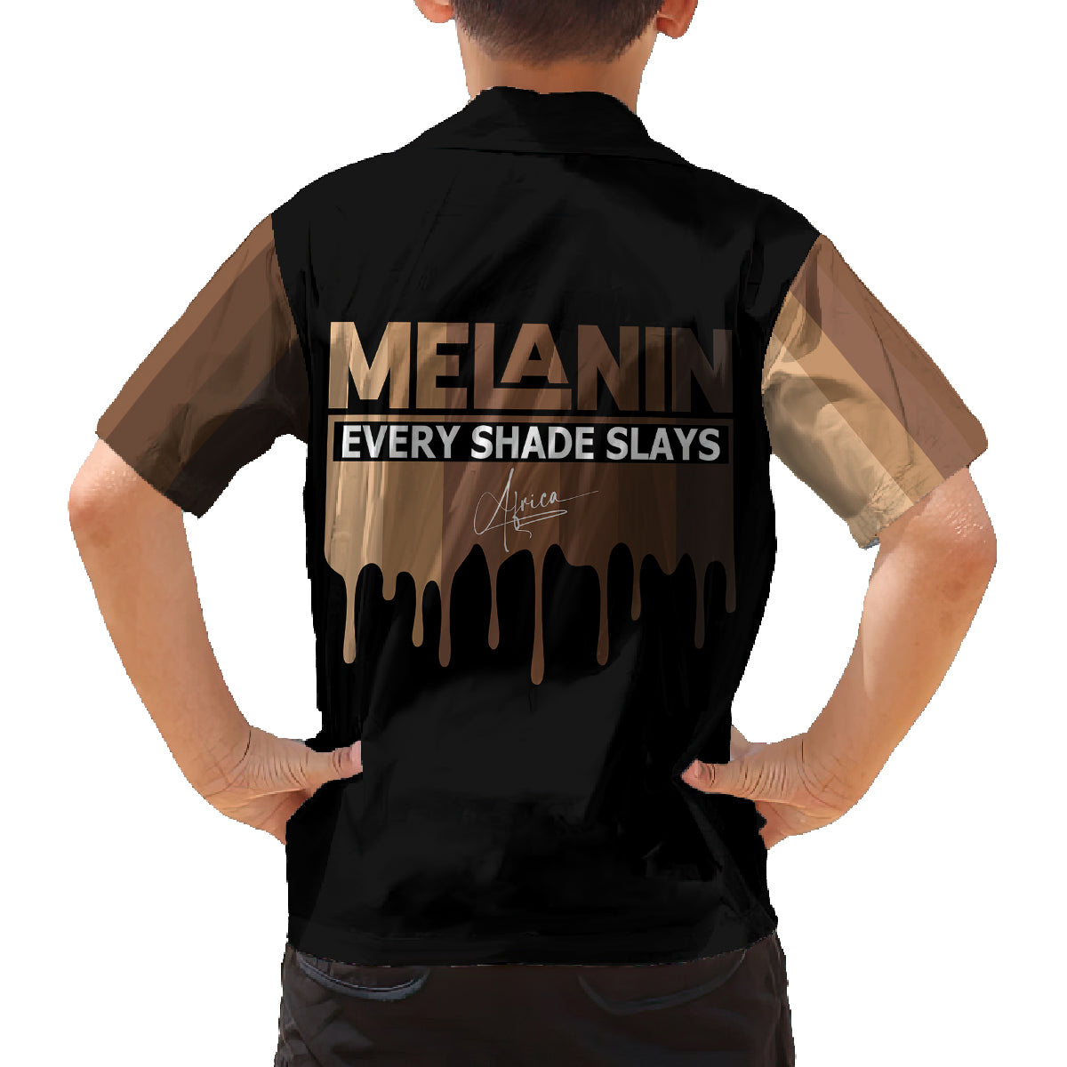 Every Shade Slays Melanin Family Matching Puletasi Dress and Hawaiian Shirt African Signature - Wonder Print Shop