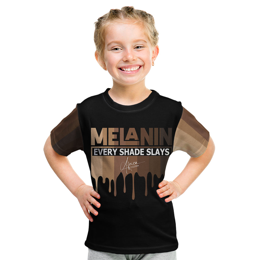 Every Shade Slays Melanin Kid T Shirt African Signature - Wonder Print Shop