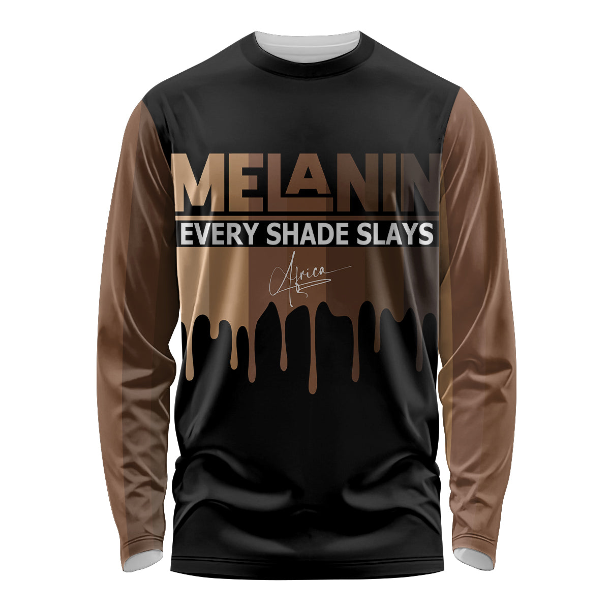 Every Shade Slays Melanin Long Sleeve Shirt African Signature - Wonder Print Shop