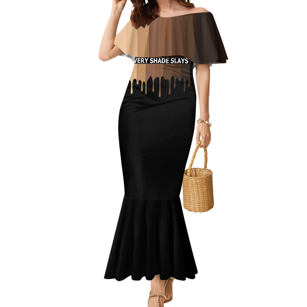 Every Shade Slays Melanin Mermaid Dress African Signature - Wonder Print Shop