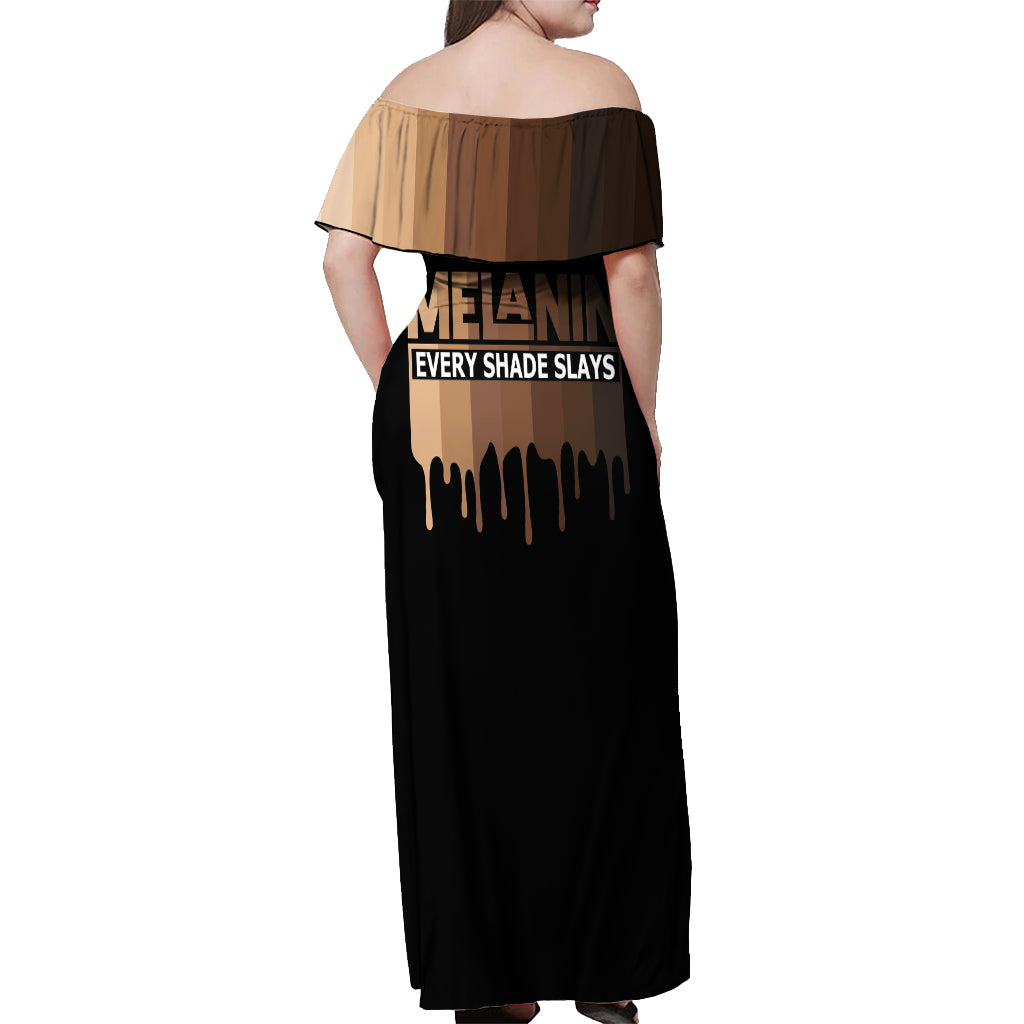 Every Shade Slays Melanin Off Shoulder Maxi Dress African Signature - Wonder Print Shop