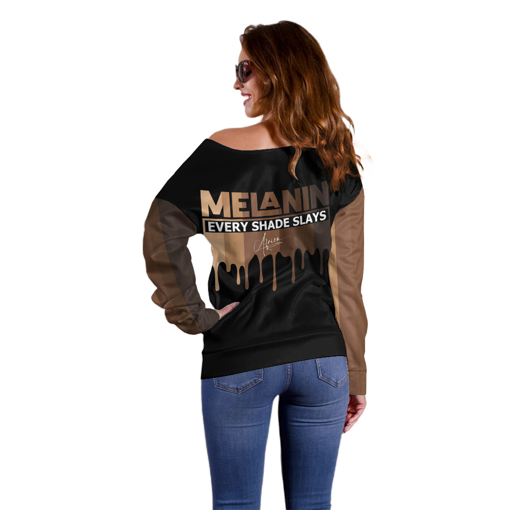Every Shade Slays Melanin Off Shoulder Sweater African Signature - Wonder Print Shop