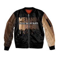 Every Shade Slays Melanin Sleeve Zip Bomber Jacket African Signature - Wonder Print Shop