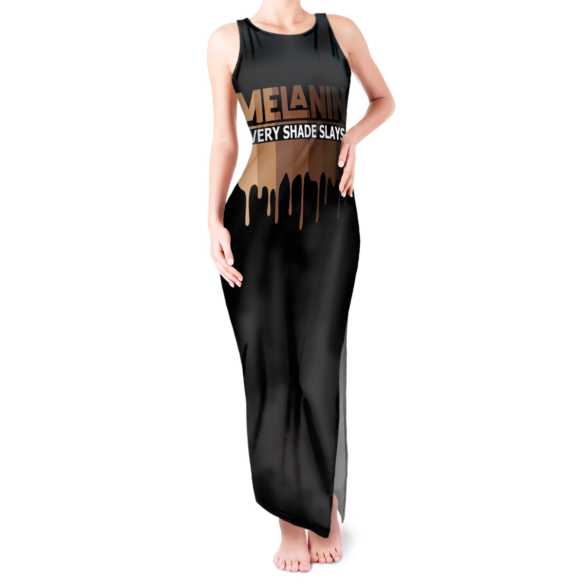 Every Shade Slays Melanin Tank Maxi Dress African Signature - Wonder Print Shop