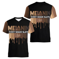Every Shade Slays Melanin Women V Neck T Shirt African Signature - Wonder Print Shop