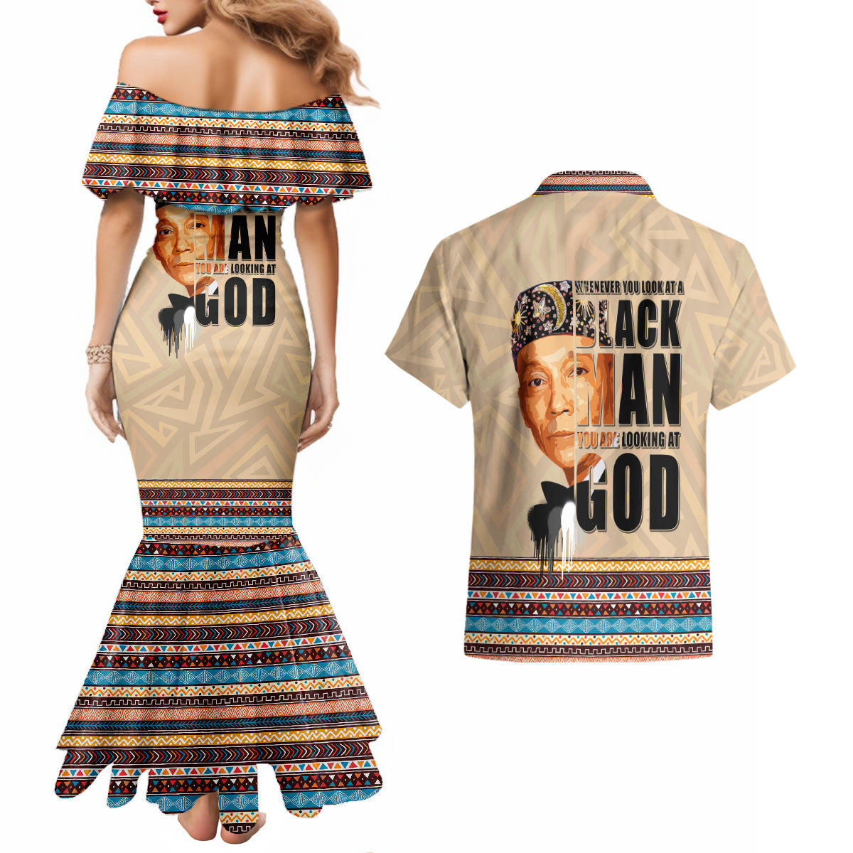 The Most Honorable Elijah Muhammad Couples Matching Mermaid Dress and Hawaiian Shirt Black Man - Wonder Print Shop