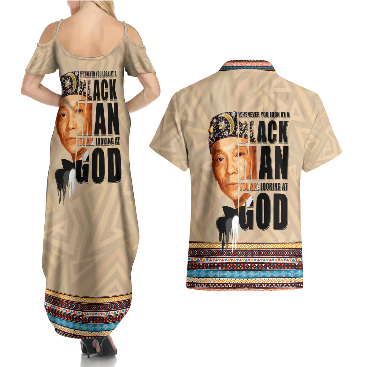 The Most Honorable Elijah Muhammad Couples Matching Summer Maxi Dress and Hawaiian Shirt Black Man - Wonder Print Shop