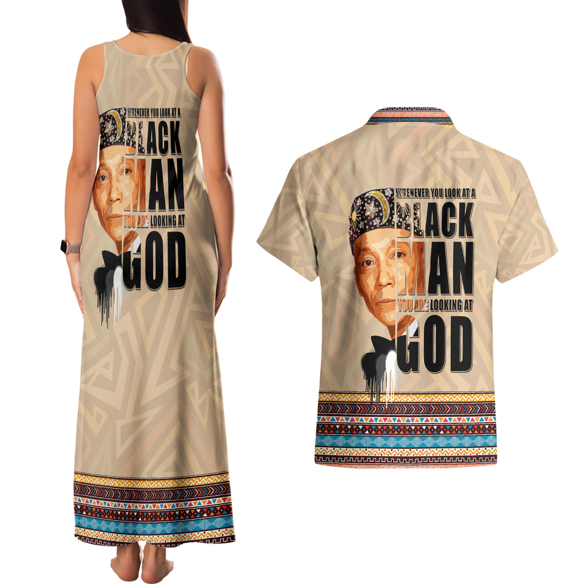 The Most Honorable Elijah Muhammad Couples Matching Tank Maxi Dress and Hawaiian Shirt Black Man - Wonder Print Shop
