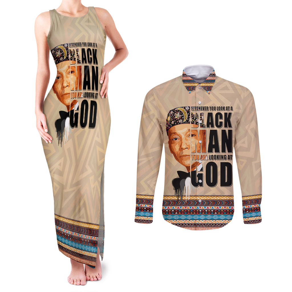 The Most Honorable Elijah Muhammad Couples Matching Tank Maxi Dress and Long Sleeve Button Shirts Black Man - Wonder Print Shop