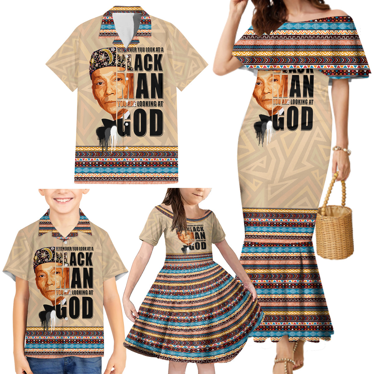 The Most Honorable Elijah Muhammad Family Matching Mermaid Dress and Hawaiian Shirt Black Man - Wonder Print Shop