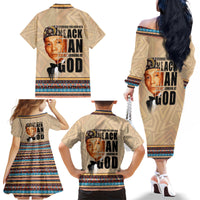 The Most Honorable Elijah Muhammad Family Matching Off Shoulder Long Sleeve Dress and Hawaiian Shirt Black Man - Wonder Print Shop