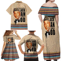 The Most Honorable Elijah Muhammad Family Matching Off Shoulder Maxi Dress and Hawaiian Shirt Black Man - Wonder Print Shop