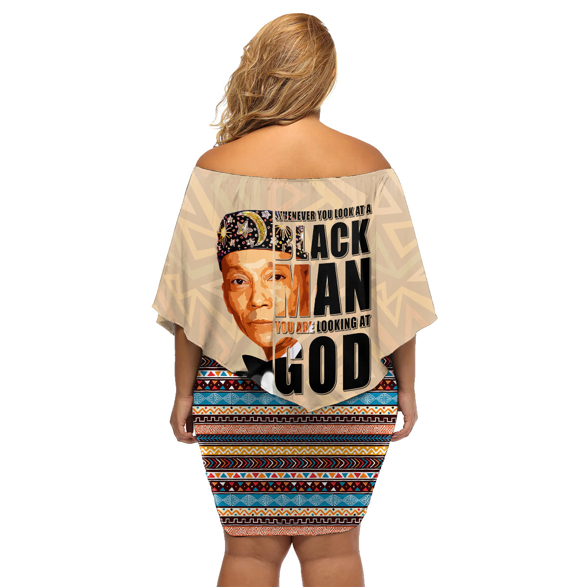 The Most Honorable Elijah Muhammad Family Matching Off Shoulder Short Dress and Hawaiian Shirt Black Man - Wonder Print Shop