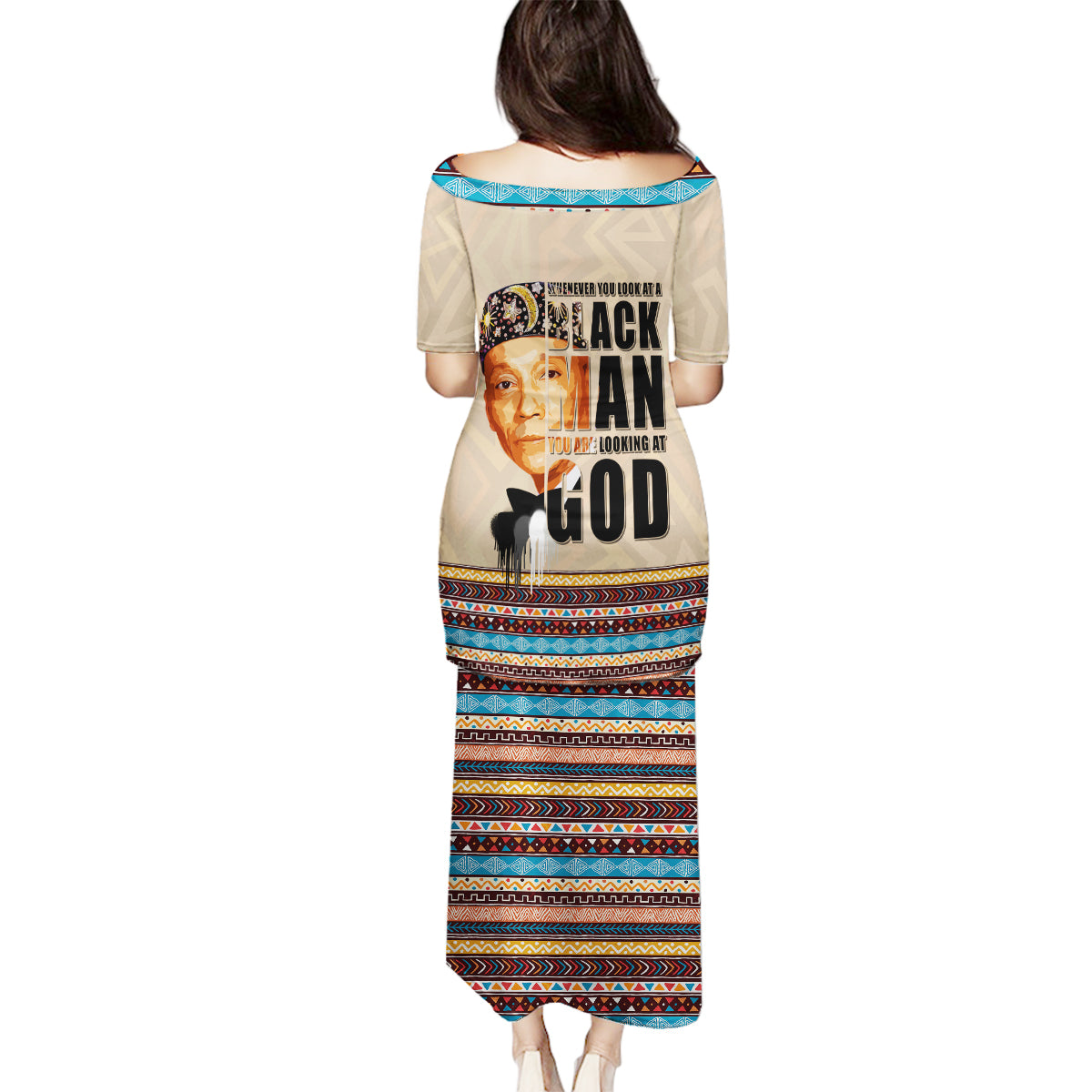 The Most Honorable Elijah Muhammad Family Matching Puletasi Dress and Hawaiian Shirt Black Man - Wonder Print Shop