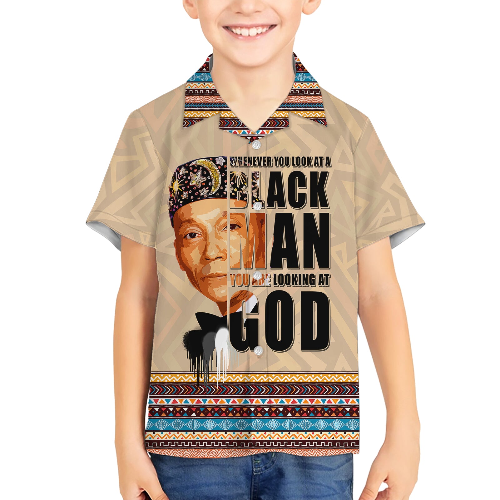 The Most Honorable Elijah Muhammad Kid Hawaiian Shirt Black Man - Wonder Print Shop
