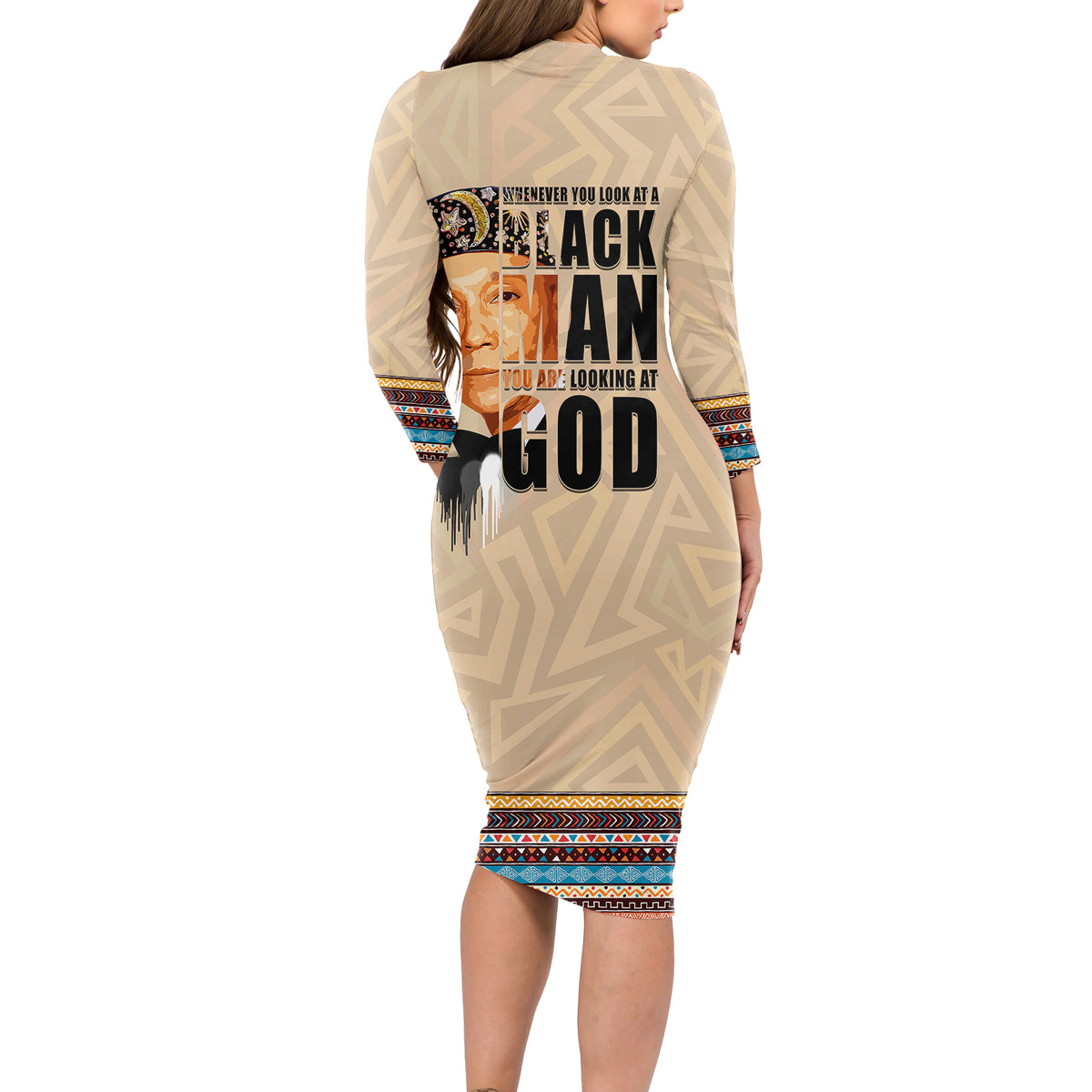 The Most Honorable Elijah Muhammad Long Sleeve Bodycon Dress Black Man - Wonder Print Shop