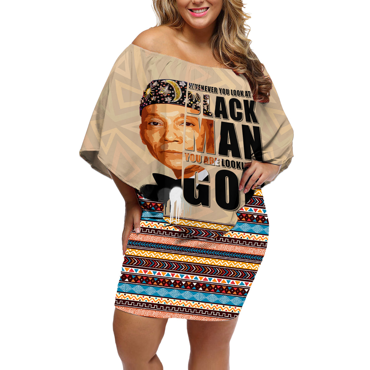 The Most Honorable Elijah Muhammad Off Shoulder Short Dress Black Man - Wonder Print Shop