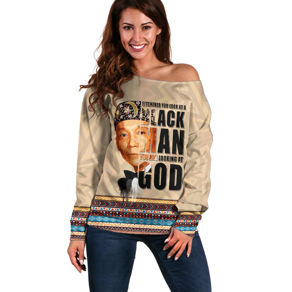 The Most Honorable Elijah Muhammad Off Shoulder Sweater Black Man - Wonder Print Shop