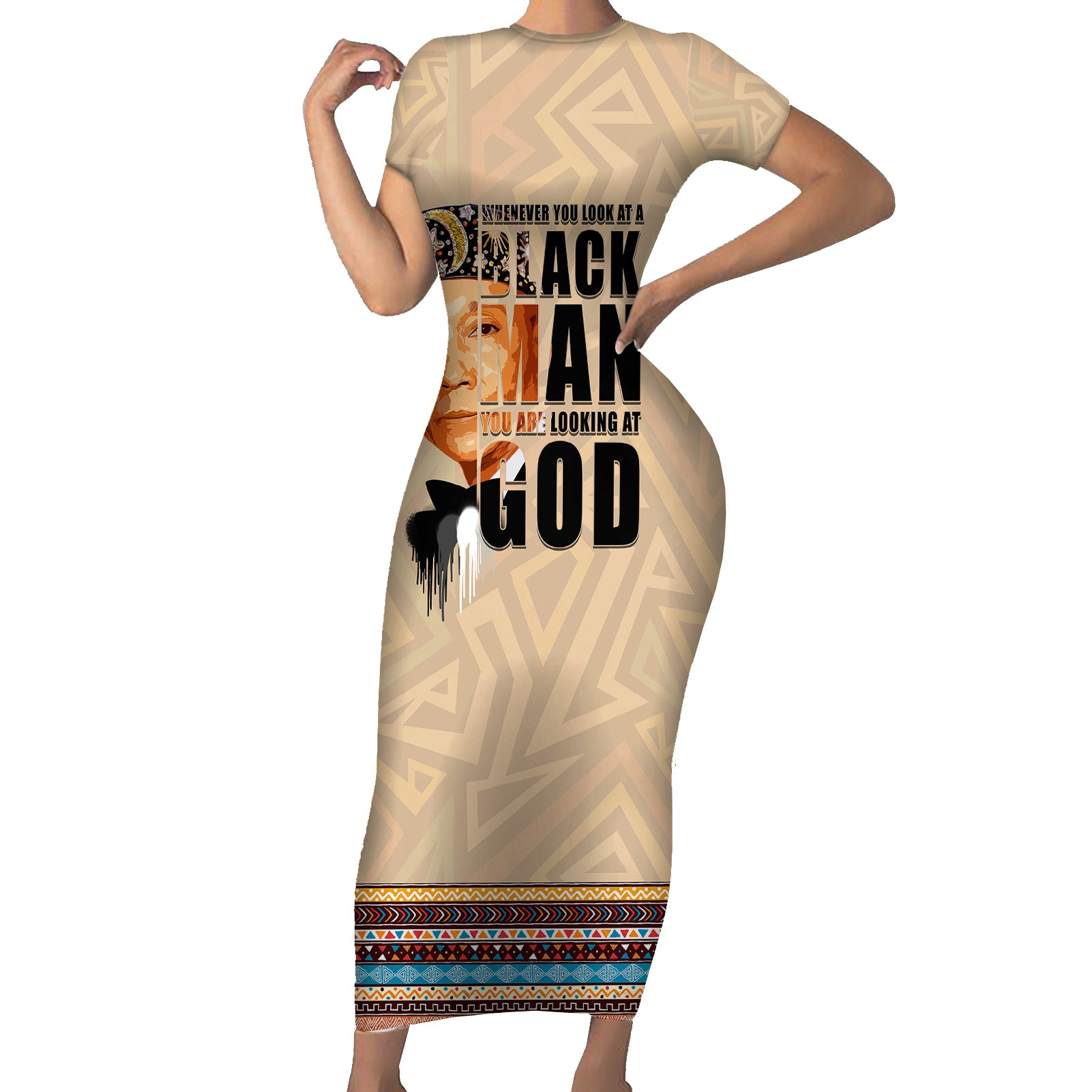 The Most Honorable Elijah Muhammad Short Sleeve Bodycon Dress Black Man - Wonder Print Shop