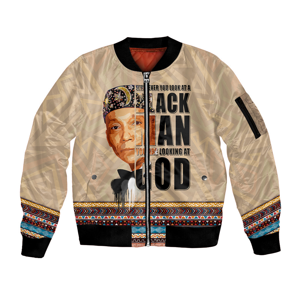 The Most Honorable Elijah Muhammad Sleeve Zip Bomber Jacket Black Man - Wonder Print Shop