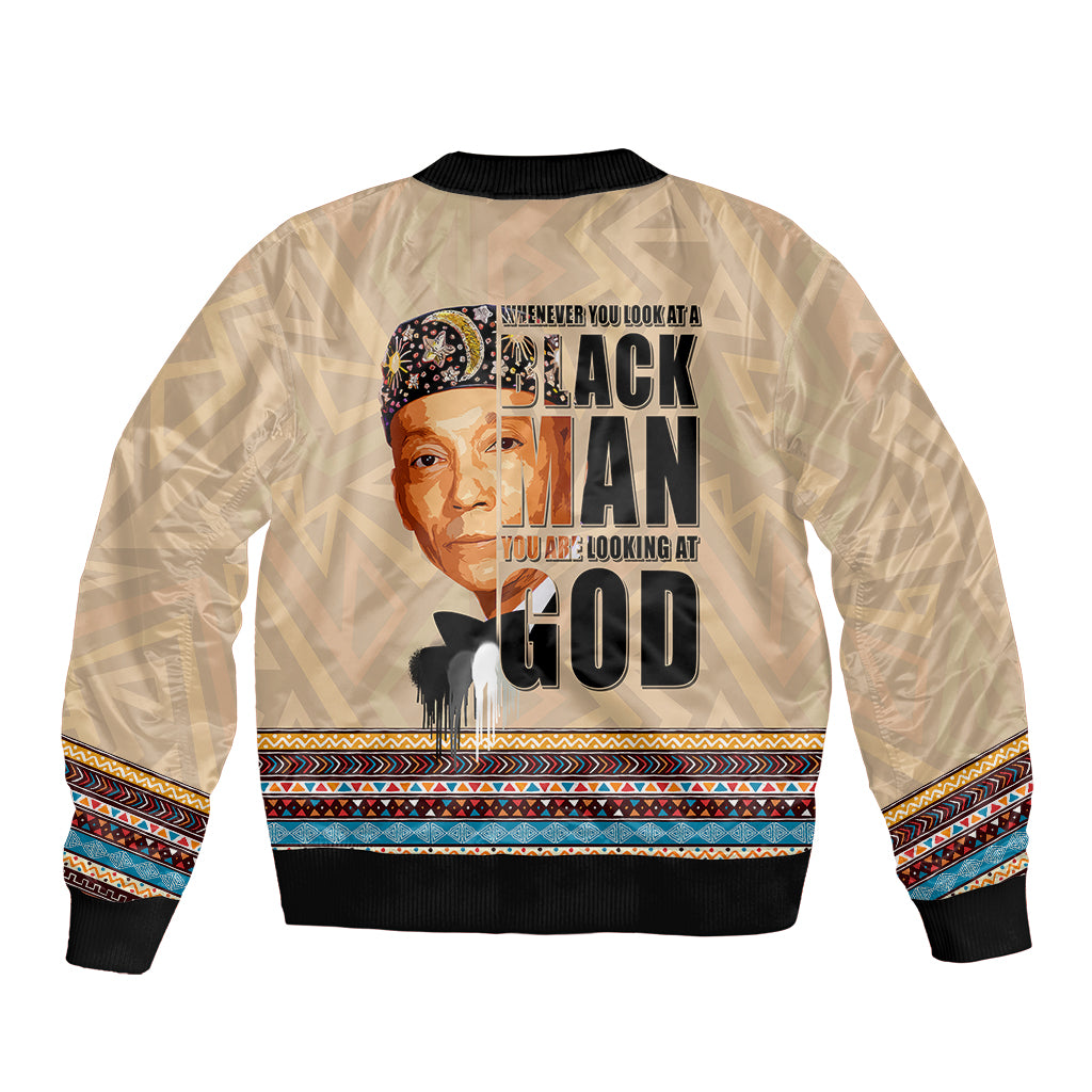 The Most Honorable Elijah Muhammad Sleeve Zip Bomber Jacket Black Man - Wonder Print Shop