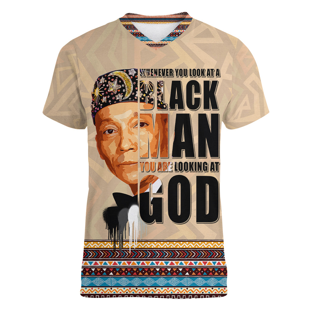 The Most Honorable Elijah Muhammad Women V Neck T Shirt Black Man - Wonder Print Shop