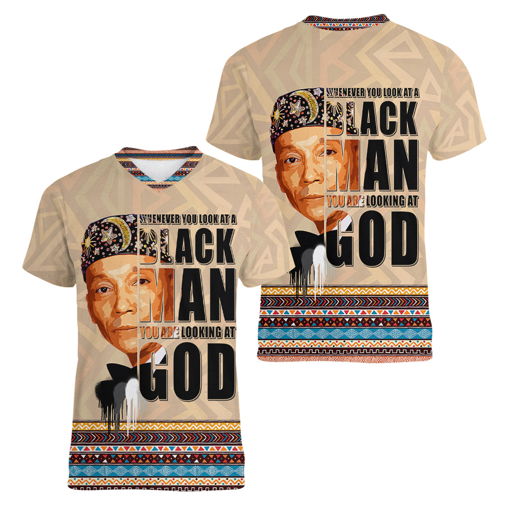 The Most Honorable Elijah Muhammad Women V Neck T Shirt Black Man - Wonder Print Shop