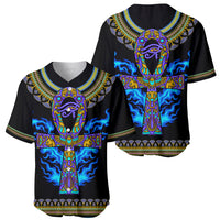 Egyptian Ankh Golden Blue Fire Baseball Jersey - Wonder Print Shop