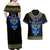 egyptian-ankh-golden-blue-fire-couples-matching-off-shoulder-maxi-dress-and-hawaiian-shirt