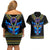 egyptian-ankh-golden-blue-fire-couples-matching-off-shoulder-short-dress-and-hawaiian-shirt