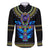 egyptian-ankh-golden-blue-fire-family-matching-off-shoulder-long-sleeve-dress-and-hawaiian-shirt