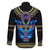 egyptian-ankh-golden-blue-fire-family-matching-off-shoulder-long-sleeve-dress-and-hawaiian-shirt