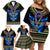 Egyptian Ankh Golden Blue Fire Family Matching Off Shoulder Short Dress and Hawaiian Shirt - Wonder Print Shop