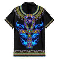 Egyptian Ankh Golden Blue Fire Family Matching Tank Maxi Dress and Hawaiian Shirt - Wonder Print Shop