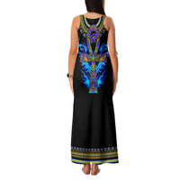 Egyptian Ankh Golden Blue Fire Family Matching Tank Maxi Dress and Hawaiian Shirt - Wonder Print Shop