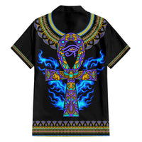 Egyptian Ankh Golden Blue Fire Hawaiian Shirt - Wonder Print Shop