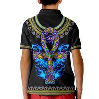 Egyptian Ankh Golden Blue Fire Kid Polo Shirt - Wonder Print Shop
