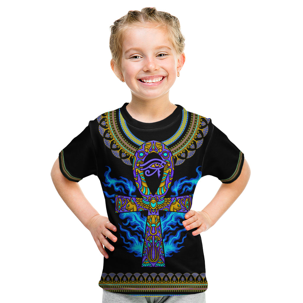 egyptian-ankh-golden-blue-fire-kid-t-shirt