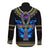 Egyptian Ankh Golden Blue Fire Long Sleeve Button Shirt - Wonder Print Shop