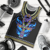 Egyptian Ankh Golden Blue Fire Men Tank Top - Wonder Print Shop