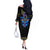 Egyptian Ankh Golden Blue Fire Off The Shoulder Long Sleeve Dress - Wonder Print Shop