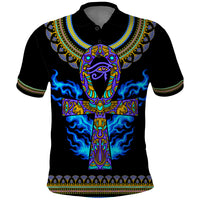 Egyptian Ankh Golden Blue Fire Polo Shirt - Wonder Print Shop