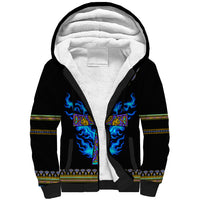 Egyptian Ankh Golden Blue Fire Sherpa Hoodie - Wonder Print Shop