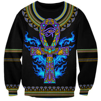 Egyptian Ankh Golden Blue Fire Sweatshirt - Wonder Print Shop
