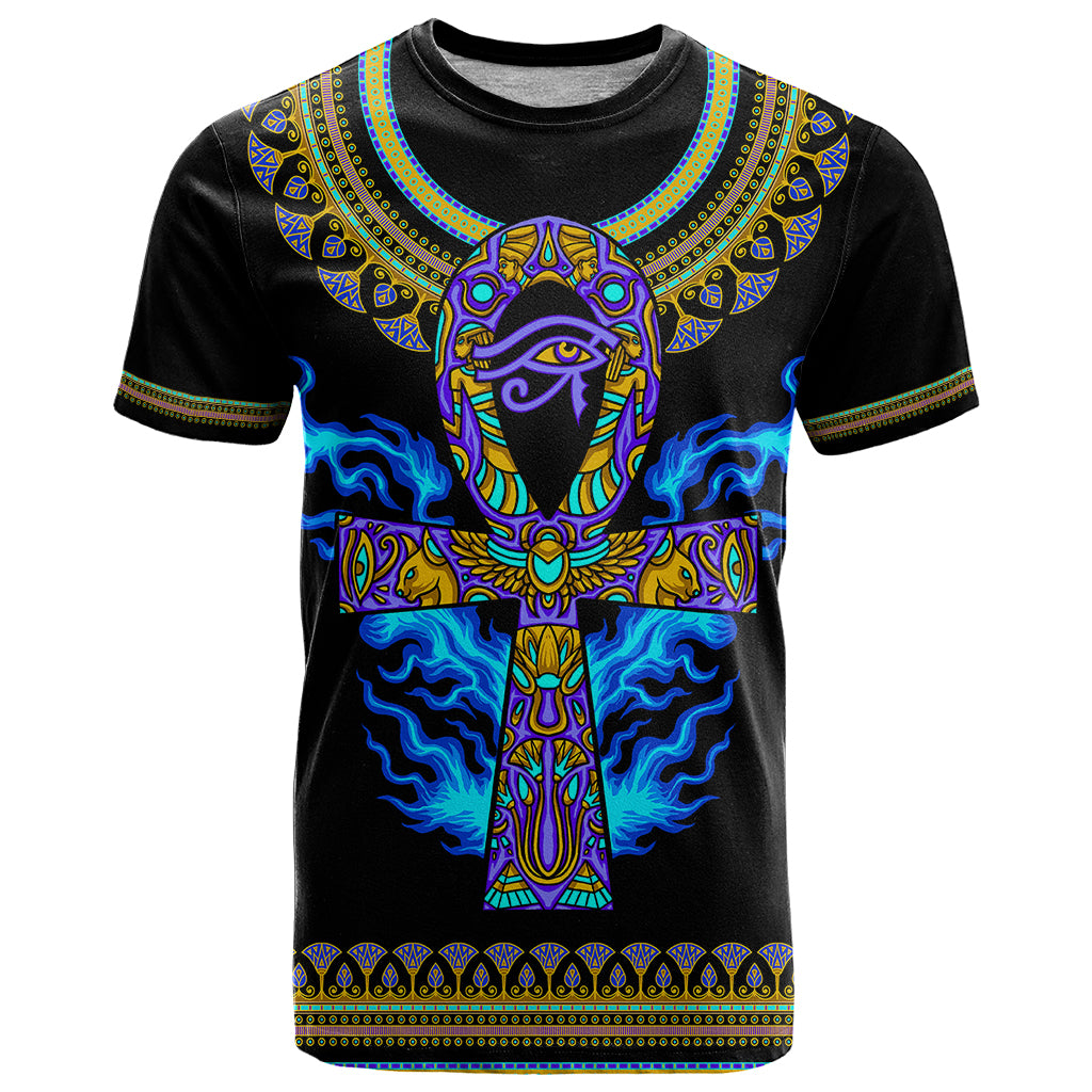 egyptian-ankh-golden-blue-fire-t-shirt