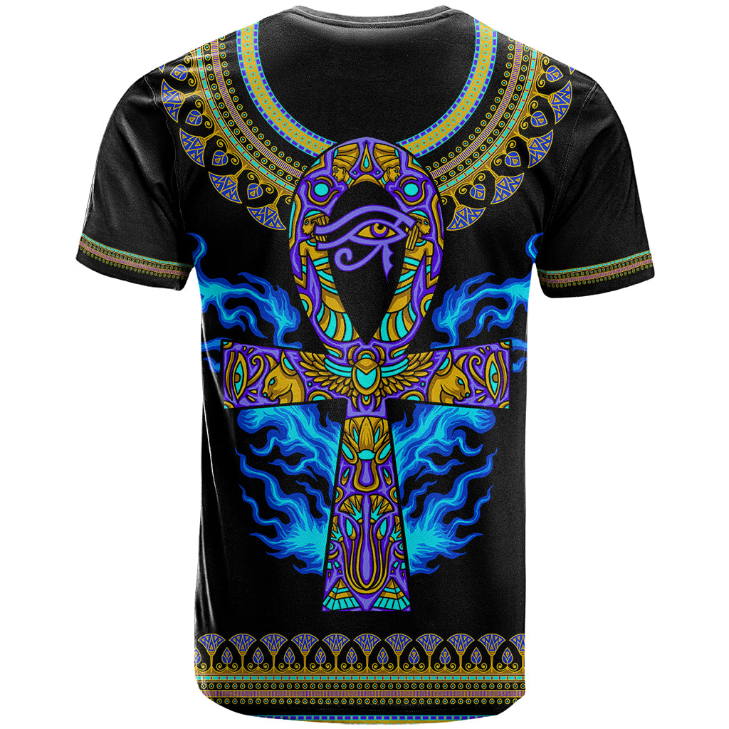 Egyptian Ankh Golden Blue Fire T Shirt - Wonder Print Shop