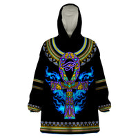 Egyptian Ankh Golden Blue Fire Wearable Blanket Hoodie - Wonder Print Shop