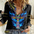 Egyptian Ankh Golden Blue Fire Women Casual Shirt - Wonder Print Shop