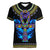 Egyptian Ankh Golden Blue Fire Women V Neck T Shirt - Wonder Print Shop